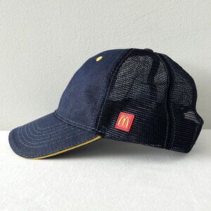 McDonalds Denim Blue Cap Mesh Back Adjustable Snapback Hat Crew Apparel Uniform